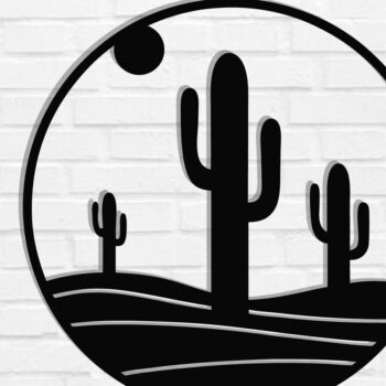 Intra απο ξύλο plywood 3mm-4mm πάχος Cactus Metal Wall Art, κοπής με λέιζερ Δίασταση 40x40 cm INTRAFABR-119299100 - Image 2