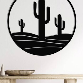 Intra απο ξύλο plywood 3mm-4mm πάχος Cactus Metal Wall Art, κοπής με λέιζερ Δίασταση 40x40 cm INTRAFABR-119299100 - Image 3