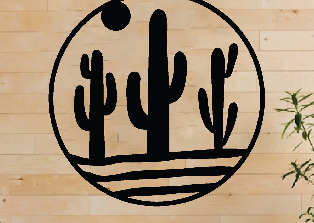 Intra απο ξύλο plywood 3mm-4mm πάχος Cactus Metal Wall Art, κοπής με λέιζερ Δίασταση 40x40 cm INTRAFABR-64757133