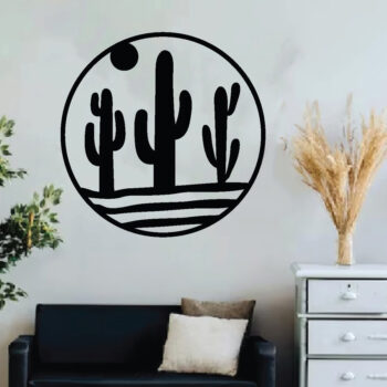 Intra απο ξύλο plywood 3mm-4mm πάχος Cactus Metal Wall Art, κοπής με λέιζερ Δίασταση 40x40 cm INTRAFABR-64757133 - Image 2