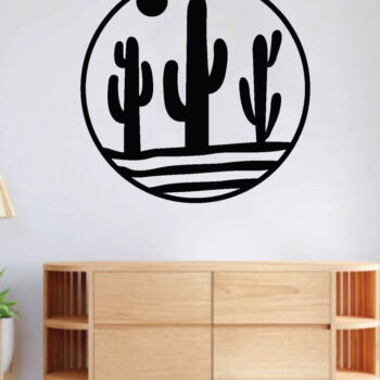Intra απο ξύλο plywood 3mm-4mm πάχος Cactus Metal Wall Art, κοπής με λέιζερ Δίασταση 40x40 cm INTRAFABR-64757133 - Image 3