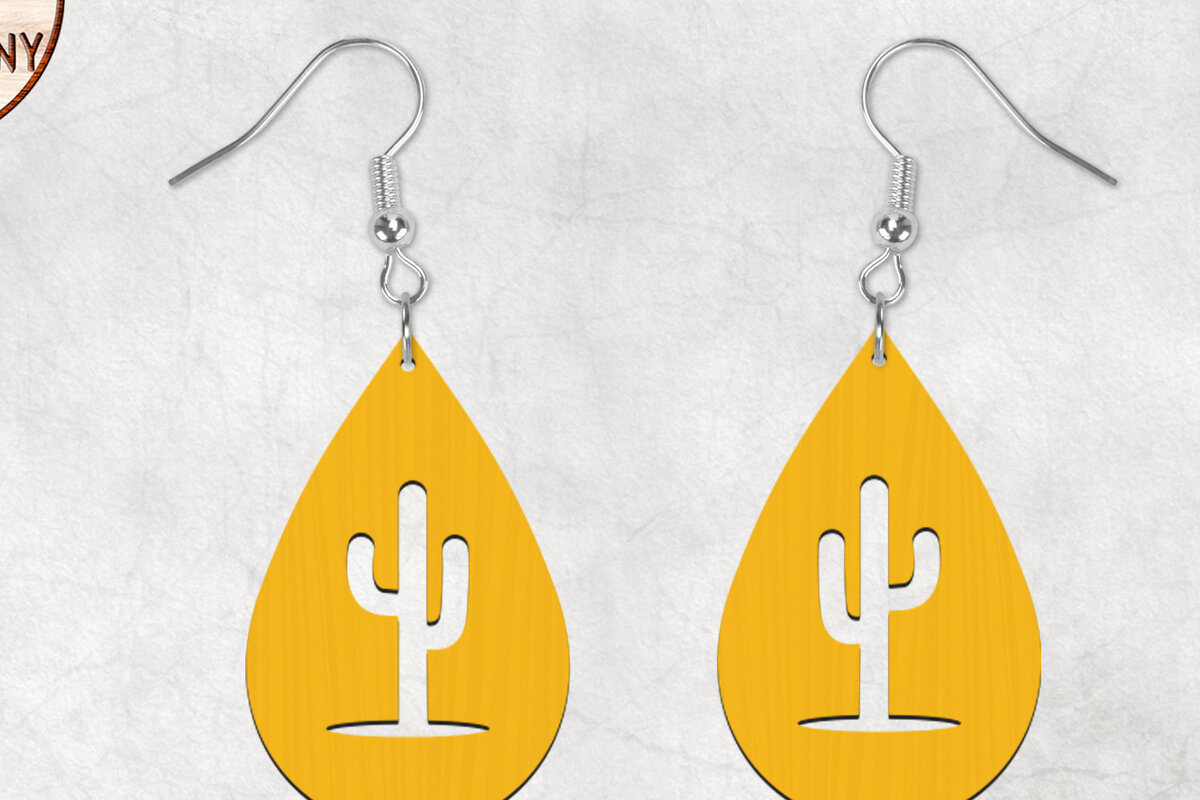 Intra απο ξύλο plywood 3mm-4mm πάχος Σκουλαρίκια Cactus Teardrop Boho Δίασταση 2x2 cm INTRAFABR-28858825