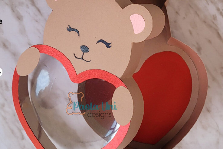 Intra απο ξύλο plywood 3mm-4mm πάχος Heart Bear Box Cricut, – Silhouette Δίασταση 15x15 cm INTRAFABR-56500640