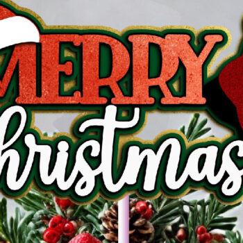 Intra απο ξύλο plywood 3mm-4mm πάχος Cake Topper Καλά Χριστούγεννα Santa Δίασταση 4x4 cm INTRAFABR-112667587 - Image 1