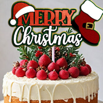 Intra απο ξύλο plywood 3mm-4mm πάχος Cake Topper Καλά Χριστούγεννα Santa Δίασταση 4x4 cm INTRAFABR-112667587 - Image 2