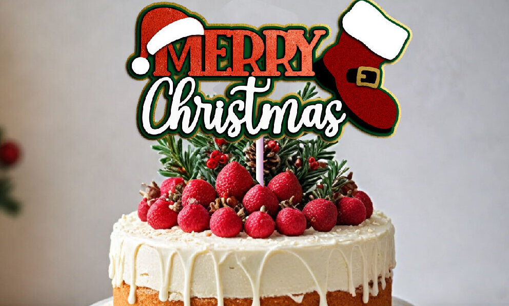 Intra απο ξύλο plywood 3mm-4mm πάχος Cake Topper Καλά Χριστούγεννα Santa Δίασταση 4x4 cm INTRAFABR-112667587 - Image 2