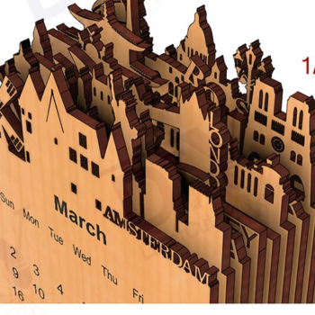 Intra απο ξύλο plywood 3mm-4mm πάχος Ημερολόγιο 2025 με θέα στην πόλη Δίασταση 15x15 cm INTRAFABR-111123396 - Image 1