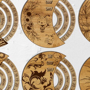 Intra απο ξύλο plywood 3mm-4mm πάχος αποκοπής λέιζερ με δέσμη ημερολογίου Δίασταση 15x15 cm INTRAFABR-22245871 - Image 2