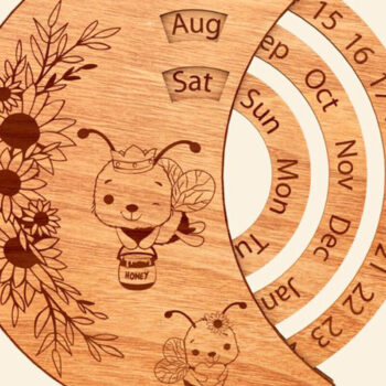 Intra απο ξύλο plywood 3mm-4mm πάχος αποκοπής λέιζερ με δέσμη ημερολογίου Δίασταση 15x15 cm INTRAFABR-22245871 - Image 3