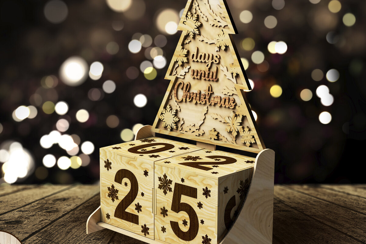 Intra απο ξύλο plywood 3mm-4mm πάχος Πρότυπο ημερολογιακής ημέρας μέχρι τα Χριστούγεννα Δίασταση 2x2 cm INTRAFABR-107206393