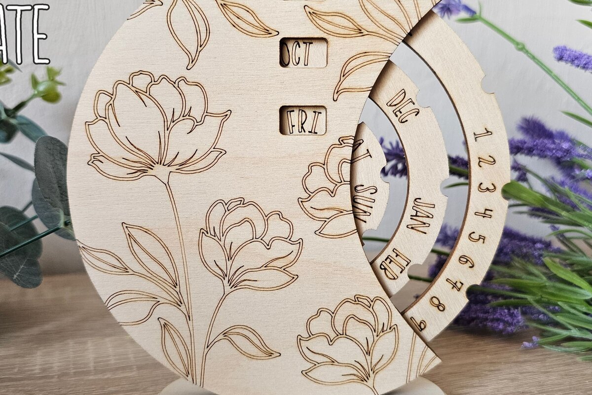 Intra απο ξύλο plywood 3mm-4mm πάχος Calendar File, Perpetual Δίασταση 15x15 cm INTRAFABR-117928577 - Image 3
