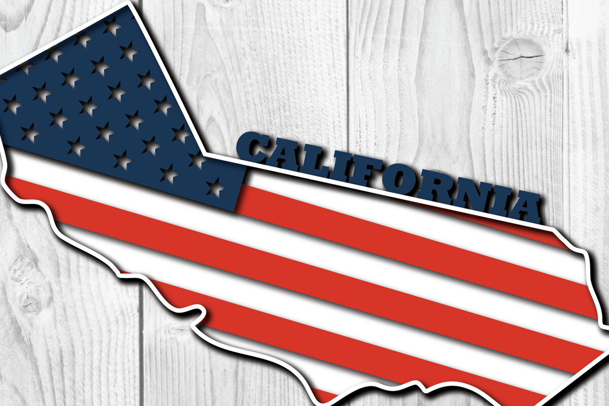 Intra απο ξύλο plywood 3mm-4mm πάχος Κοπή χαρτιού 3d Flag California USA Δίασταση 1200x1200 cm INTRAFABR-65211601
