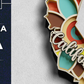 Intra απο ξύλο plywood 3mm-4mm πάχος Κοπή χαρτιού 3d State California USA Δίασταση 30x20 cm INTRAFABR-64954231 - Image 1