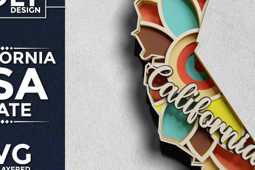 Intra απο ξύλο plywood 3mm-4mm πάχος Κοπή χαρτιού 3d State California USA Δίασταση 30x20 cm INTRAFABR-64954231 - Image 1