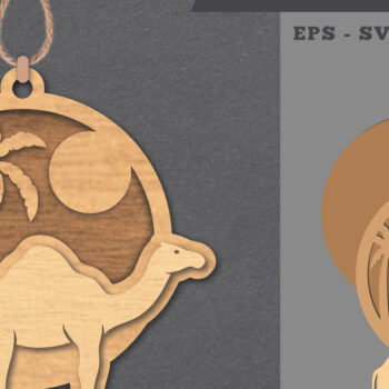 Intra απο ξύλο plywood 3mm-4mm πάχος Στολίδι Camel Cut  Δίασταση 8x8 cm INTRAFABR-112011257 - Image 1