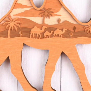 Intra απο ξύλο plywood 3mm-4mm πάχος Σκηνή ερήμου με στρώματα καμήλας Δίασταση 30x20 cm INTRAFABR-121364291 - Image 1