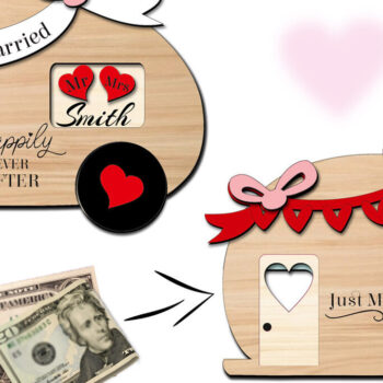 Intra απο ξύλο plywood 3mm-4mm πάχος Camper Wedding Money Holder Μόλις παντρεύτηκε Δίασταση 15x15 cm INTRAFABR-103464051 - Image 1