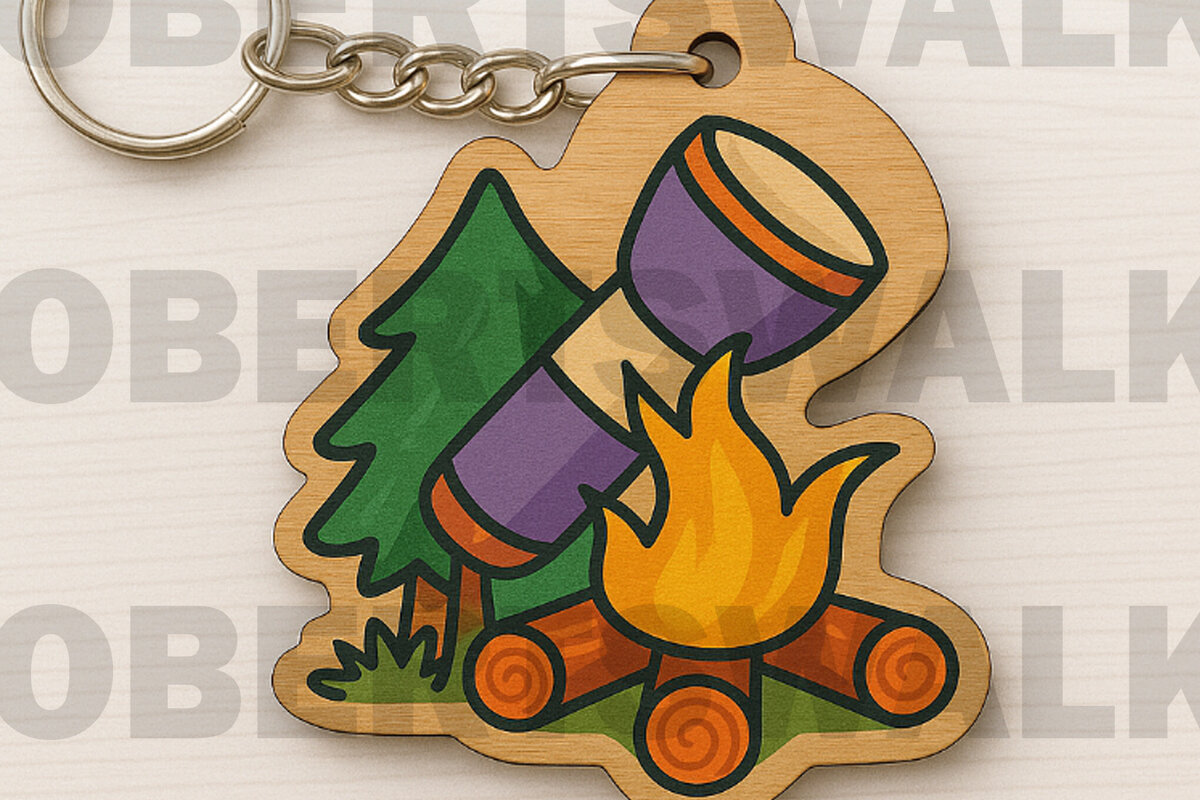 Intra απο ξύλο plywood 3mm-4mm πάχος Μπρελόκ με φακό Campfire Δίασταση 6x6 cm INTRAFABR-123010645