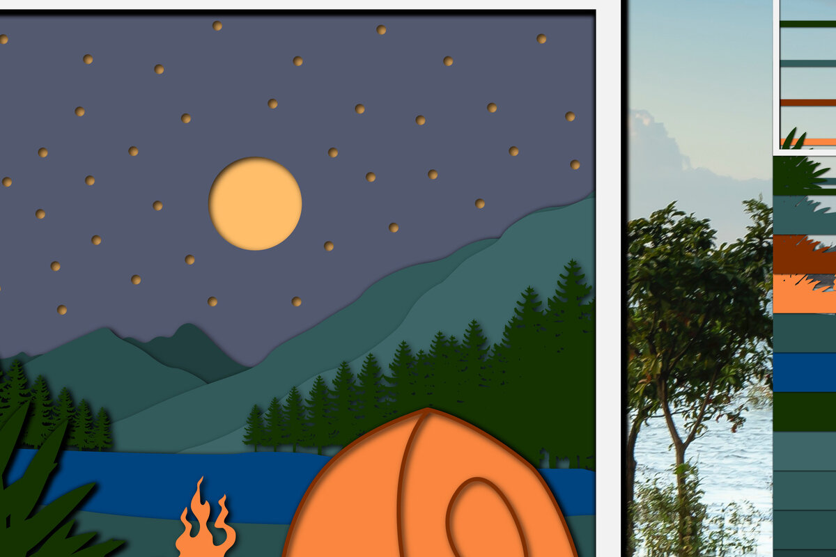 Intra απο ξύλο plywood 3mm-4mm πάχος Camping 3d Paper Cut  Δίασταση 1200x1200 cm INTRAFABR-68097012