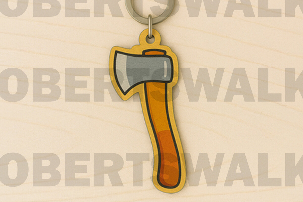 Intra απο ξύλο plywood 3mm-4mm πάχος Μπρελόκ Camping Axe Δίασταση 6x6 cm INTRAFABR-123332600