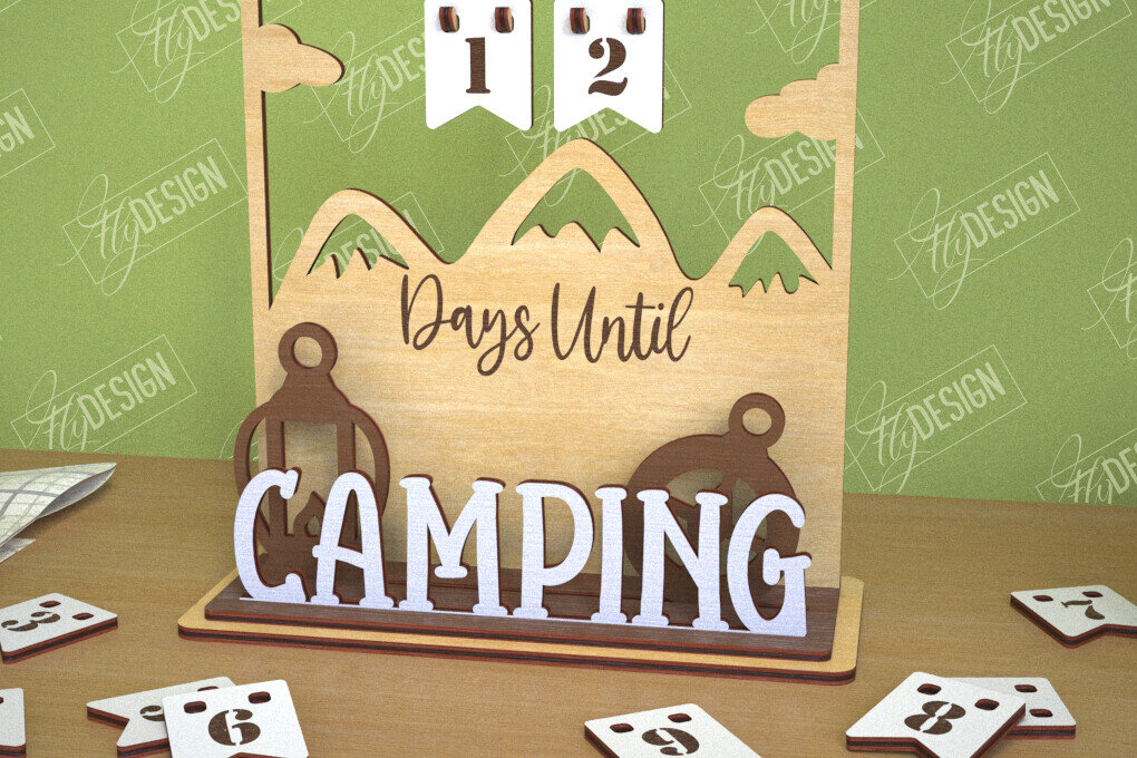 Intra απο ξύλο plywood 3mm-4mm πάχος Ημερολόγιο αντίστροφης μέτρησης Camping | τρισδιάστατο ημερολόγιο Δίασταση 30x20 cm INTRAFABR-102597492