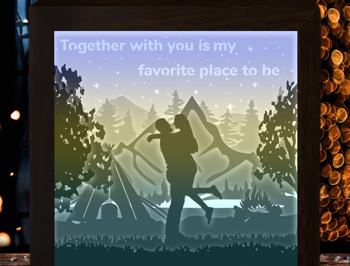 Intra απο ξύλο plywood 3mm-4mm πάχος Κάμπινγκ Couple Paper Cut Light Box Δίασταση 8x8 cm INTRAFABR-27703607