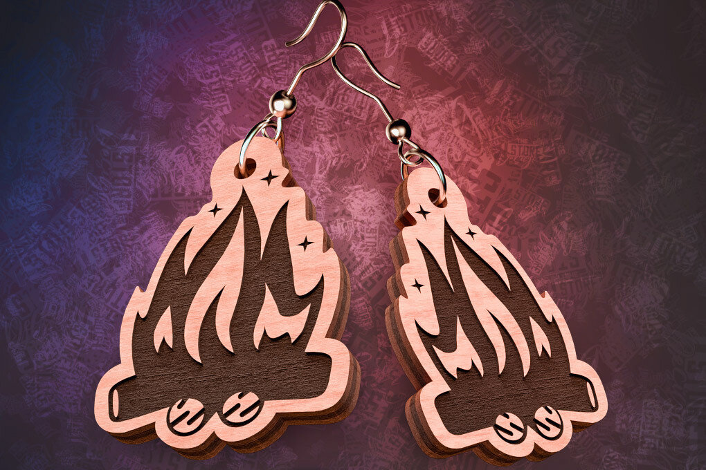 Intra απο ξύλο plywood 3mm-4mm πάχος Σκουλαρίκια Camping Cut  Δίασταση 3x3 cm INTRAFABR-76433485