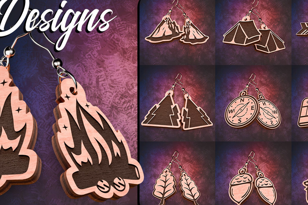 Intra απο ξύλο plywood 3mm-4mm πάχος Σκουλαρίκια Camping Cut  Δίασταση 3x3 cm INTRAFABR-76433424