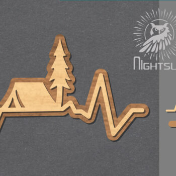 Intra απο ξύλο plywood 3mm-4mm πάχος Camping Heartbeat Cut  Decoration 1 Δίασταση 15x15 cm INTRAFABR-118601022 - Image 1