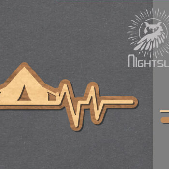 Intra απο ξύλο plywood 3mm-4mm πάχος Camping Heartbeat Cut  Decoration 2 Δίασταση 15x15 cm INTRAFABR-118601117 - Image 1