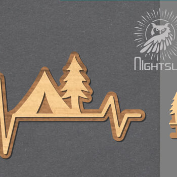 Intra απο ξύλο plywood 3mm-4mm πάχος Camping Heartbeat Cut  Decoration 3 Δίασταση 15x15 cm INTRAFABR-118601183 - Image 1