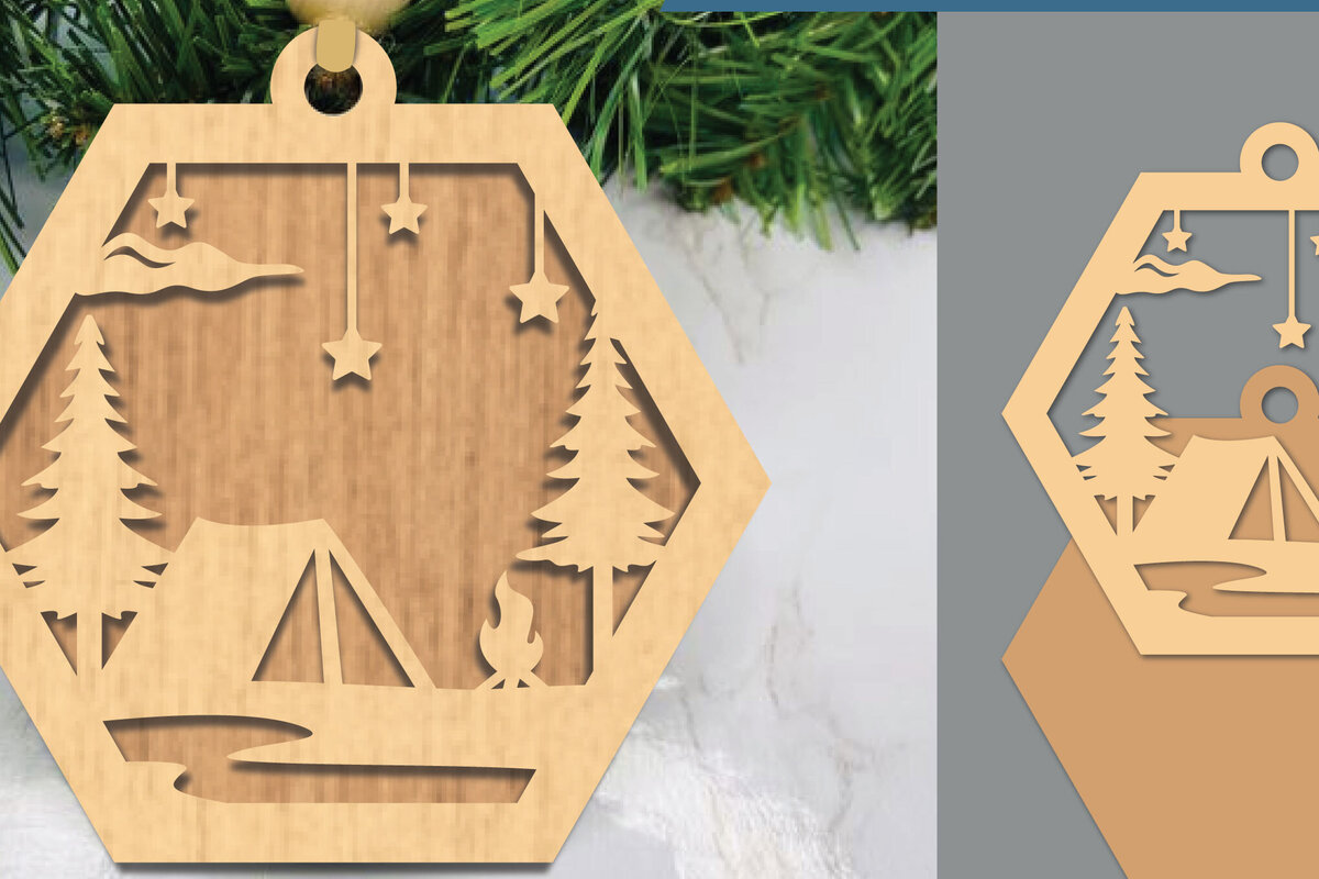 Intra απο ξύλο plywood 3mm-4mm πάχος Κάμπινγκ στο δάσος Διακοσμητικό με λέιζερ Δίασταση 15x15 cm INTRAFABR-105556693