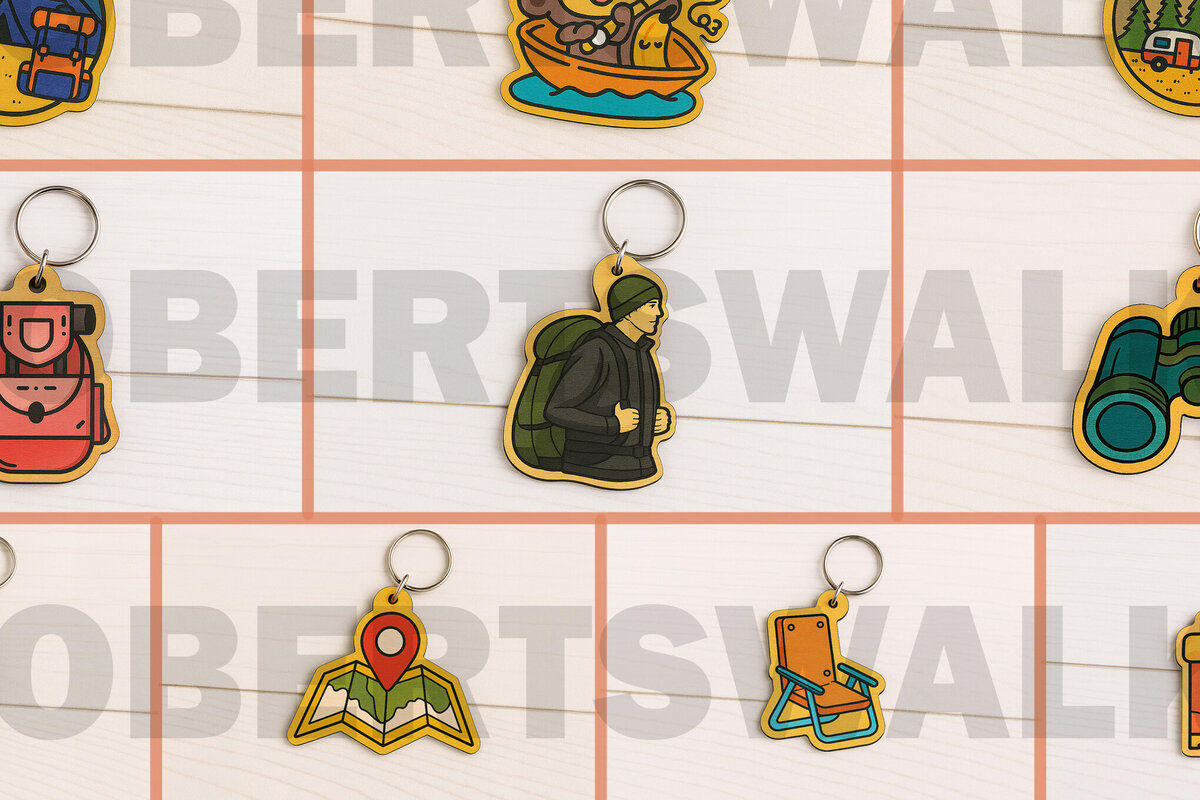 Intra απο ξύλο plywood 3mm-4mm πάχος μπρελόκ με Camping Δίασταση 6x6 cm INTRAFABR-123399419