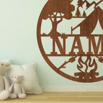 Intra απο ξύλο plywood 3mm-4mm πάχος Camping Name Cut File Δίασταση 30x20 cm INTRAFABR-67251601 - Image 1