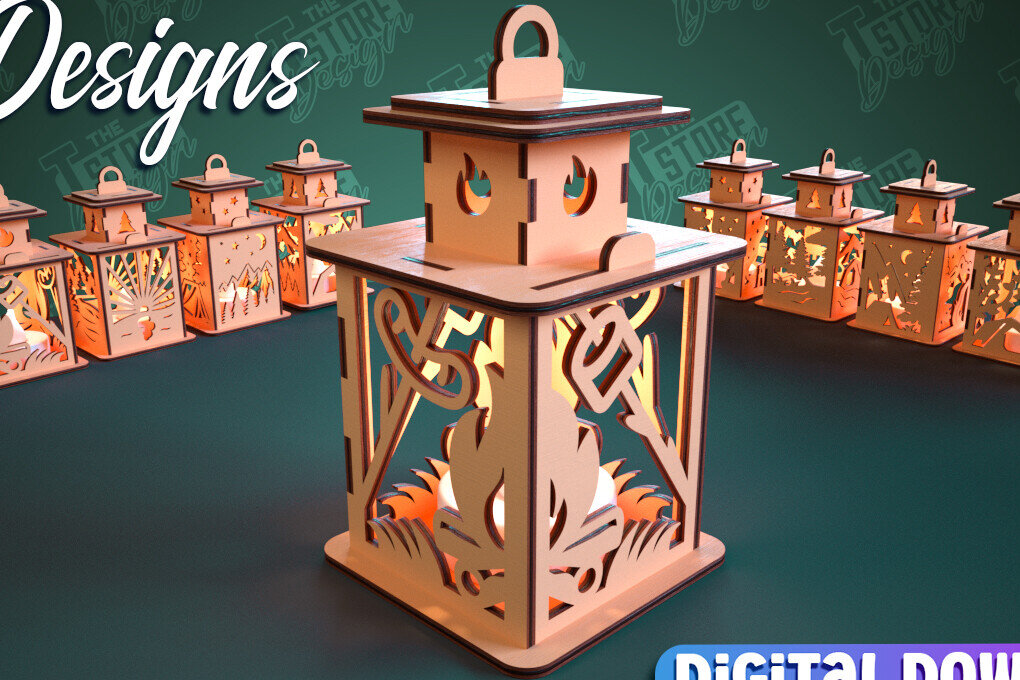 Intra απο ξύλο plywood 3mm-4mm πάχος κοπής με ελαφρύ λέιζερ Camping Night Δίασταση 30x20 cm INTRAFABR-99666822