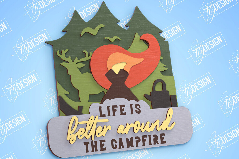 Intra απο ξύλο plywood 3mm-4mm πάχος Πινακίδα Camping | 3D Stand | Περιπέτεια |CNC Δίασταση 30x20 cm INTRAFABR-99489910