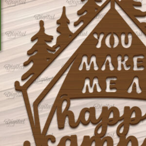 Intra απο ξύλο plywood 3mm-4mm πάχος Camping Wall Art . Camping Papercut Δίασταση 40x40 cm INTRAFABR-91963213