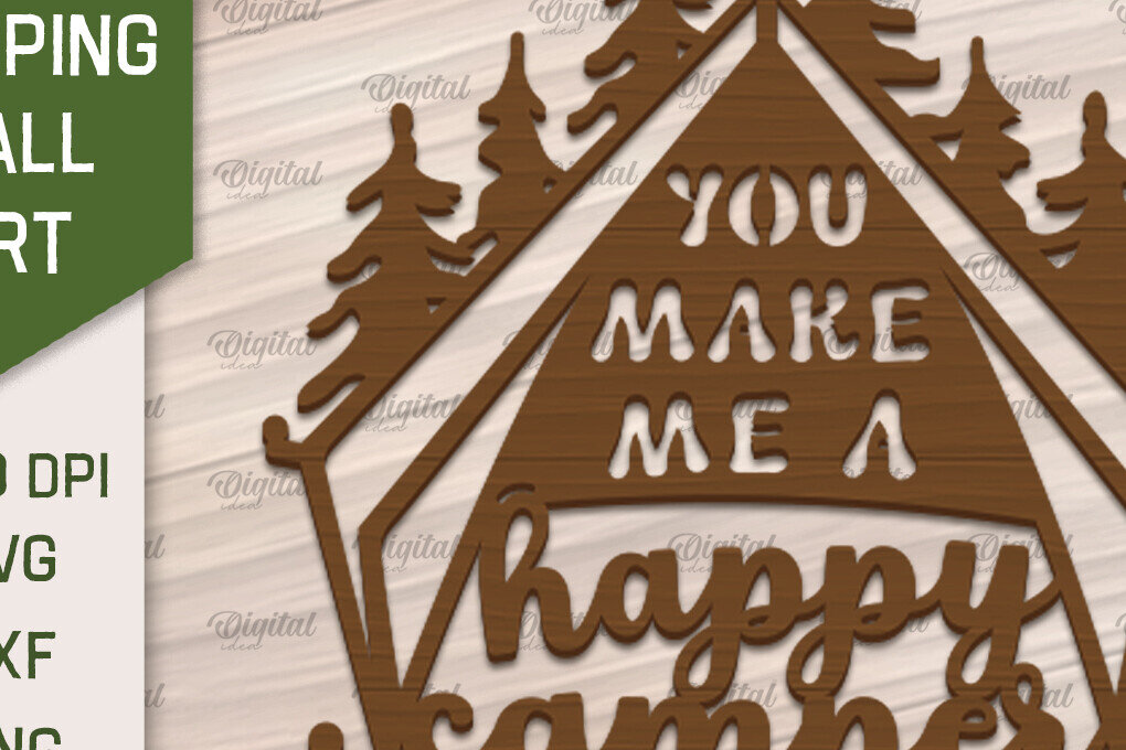 Intra απο ξύλο plywood 3mm-4mm πάχος Camping Wall Art . Camping Papercut Δίασταση 40x40 cm INTRAFABR-91963213