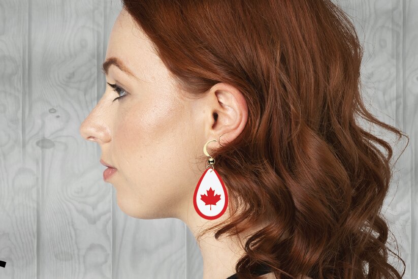 Intra απο ξύλο plywood 3mm-4mm πάχος Σκουλαρίκια Canada Δίασταση 3x3 cm INTRAFABR-12682483