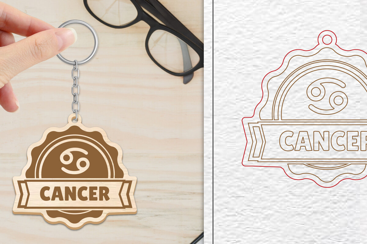 Intra απο ξύλο plywood 3mm-4mm πάχος Μπρελόκ Καρκίνου | Ζώδιο Δίασταση 6x6 cm INTRAFABR-102144464