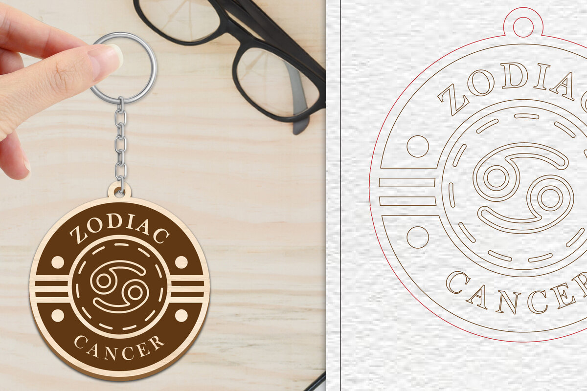 Intra απο ξύλο plywood 3mm-4mm πάχος Μπρελόκ Καρκίνου | Ζώδιο Δίασταση 6x6 cm INTRAFABR-102217069