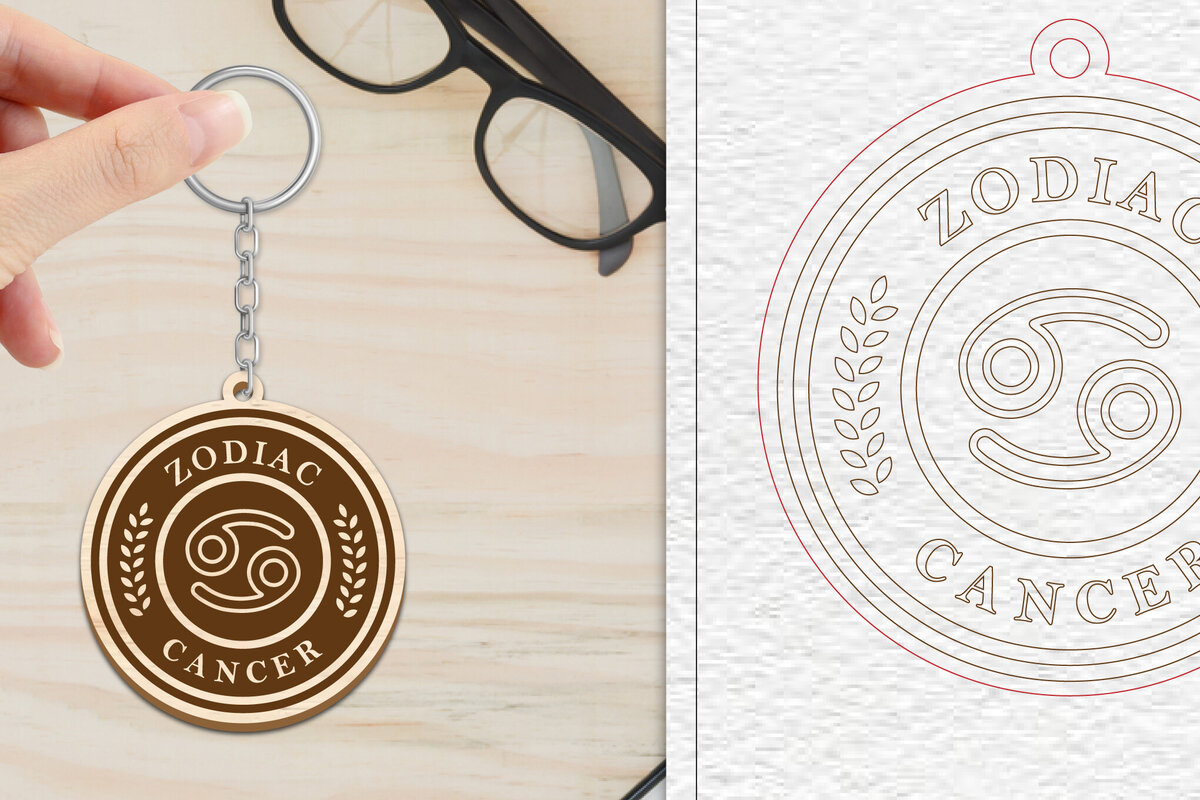 Intra απο ξύλο plywood 3mm-4mm πάχος Μπρελόκ Καρκίνου | Ζώδιο Δίασταση 6x6 cm INTRAFABR-102217418