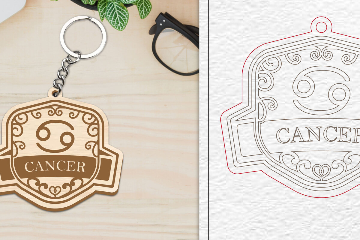 Intra απο ξύλο plywood 3mm-4mm πάχος Μπρελόκ Καρκίνου | Ζώδιο Δίασταση 6x6 cm INTRAFABR-100515810