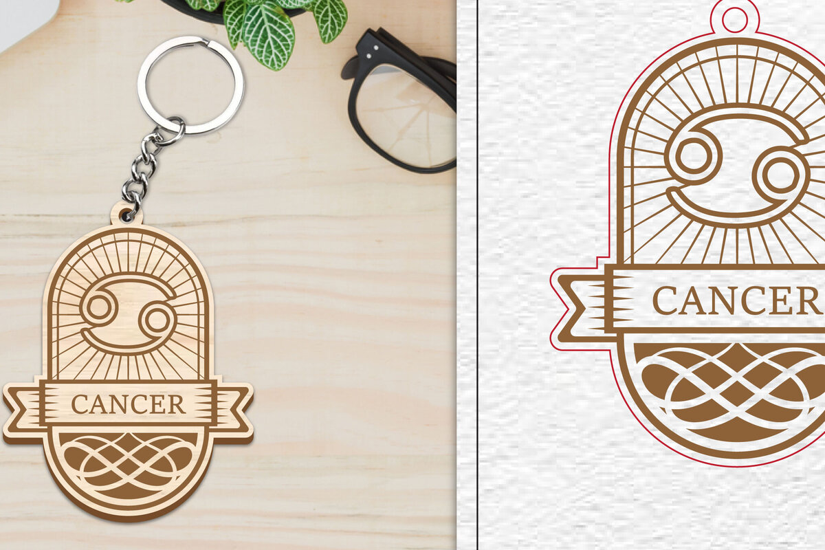 Intra απο ξύλο plywood 3mm-4mm πάχος Μπρελόκ Καρκίνου | Ζώδιο Δίασταση 6x6 cm INTRAFABR-100961093