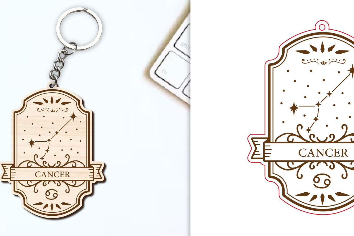 Intra απο ξύλο plywood 3mm-4mm πάχος Μπρελόκ Καρκίνου | Ζώδιο Δίασταση 6x6 cm INTRAFABR-98419346