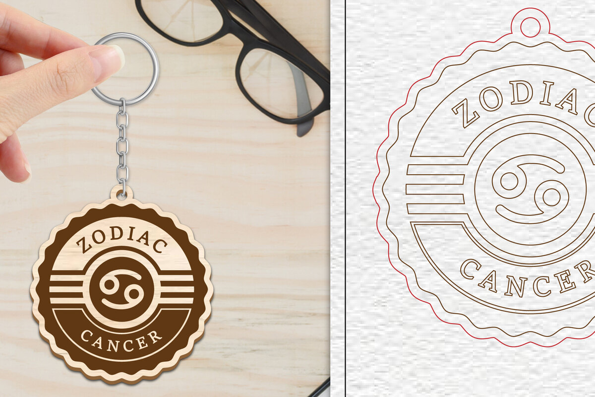 Intra απο ξύλο plywood 3mm-4mm πάχος Μπρελόκ Καρκίνου | Zodiac Δίασταση 6x6 cm INTRAFABR-102290352