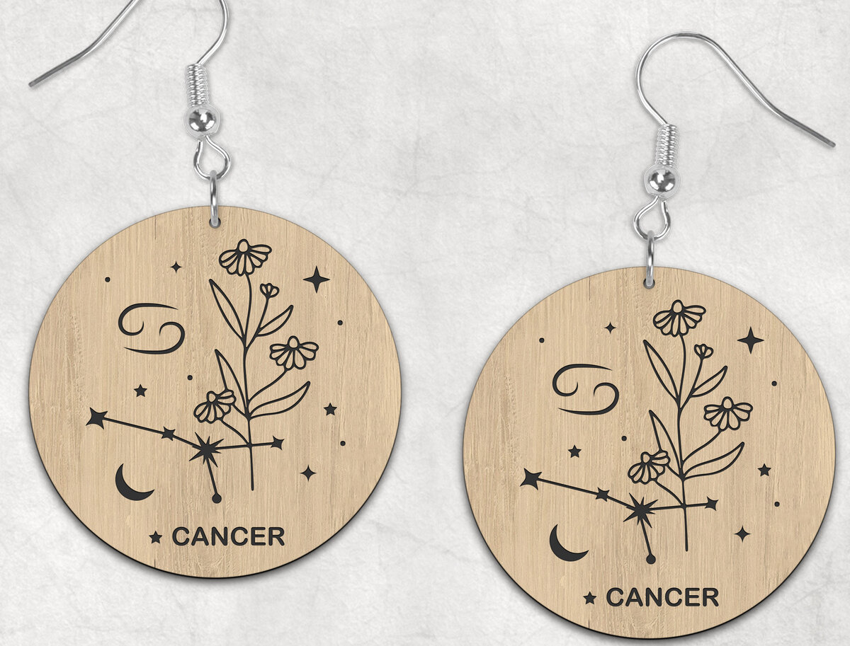 Intra απο ξύλο plywood 3mm-4mm πάχος Σκουλαρίκια Cancer Zodiac Boho Δίασταση 2x2 cm INTRAFABR-28512175
