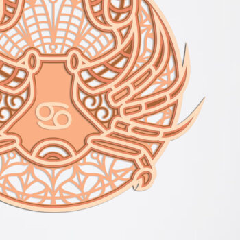 Intra απο ξύλο plywood 3mm-4mm πάχος Διακοσμητικό πάνελ τοίχου Cancer Zodiac Δίασταση 40x40 cm INTRAFABR-100957436 - Image 2