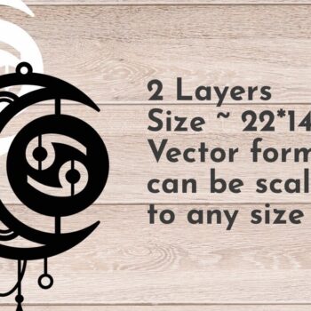 Intra απο ξύλο plywood 3mm-4mm πάχος Ζώδιο Καρκίνος, Dream Catcher Δίασταση 30x20 cm INTRAFABR-66840452 - Image 2