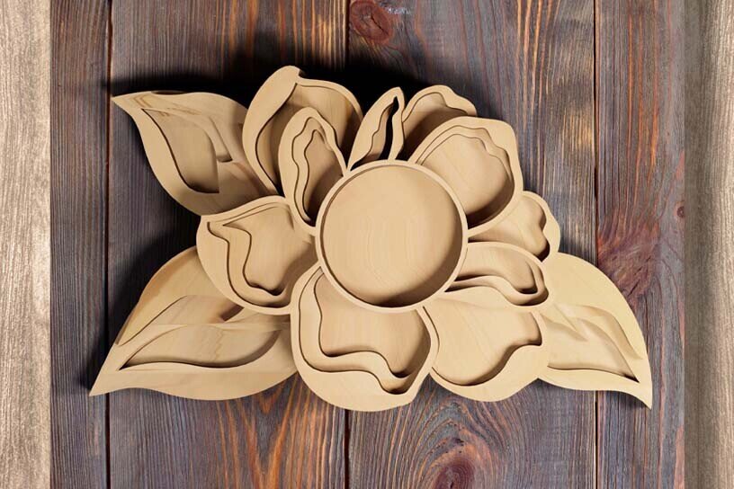 Intra απο ξύλο plywood 3mm-4mm πάχος Κηροπήγιο Λουλούδι κομμένο λέιζερ Δίασταση 4x6 cm INTRAFABR-120134320 - Image 3